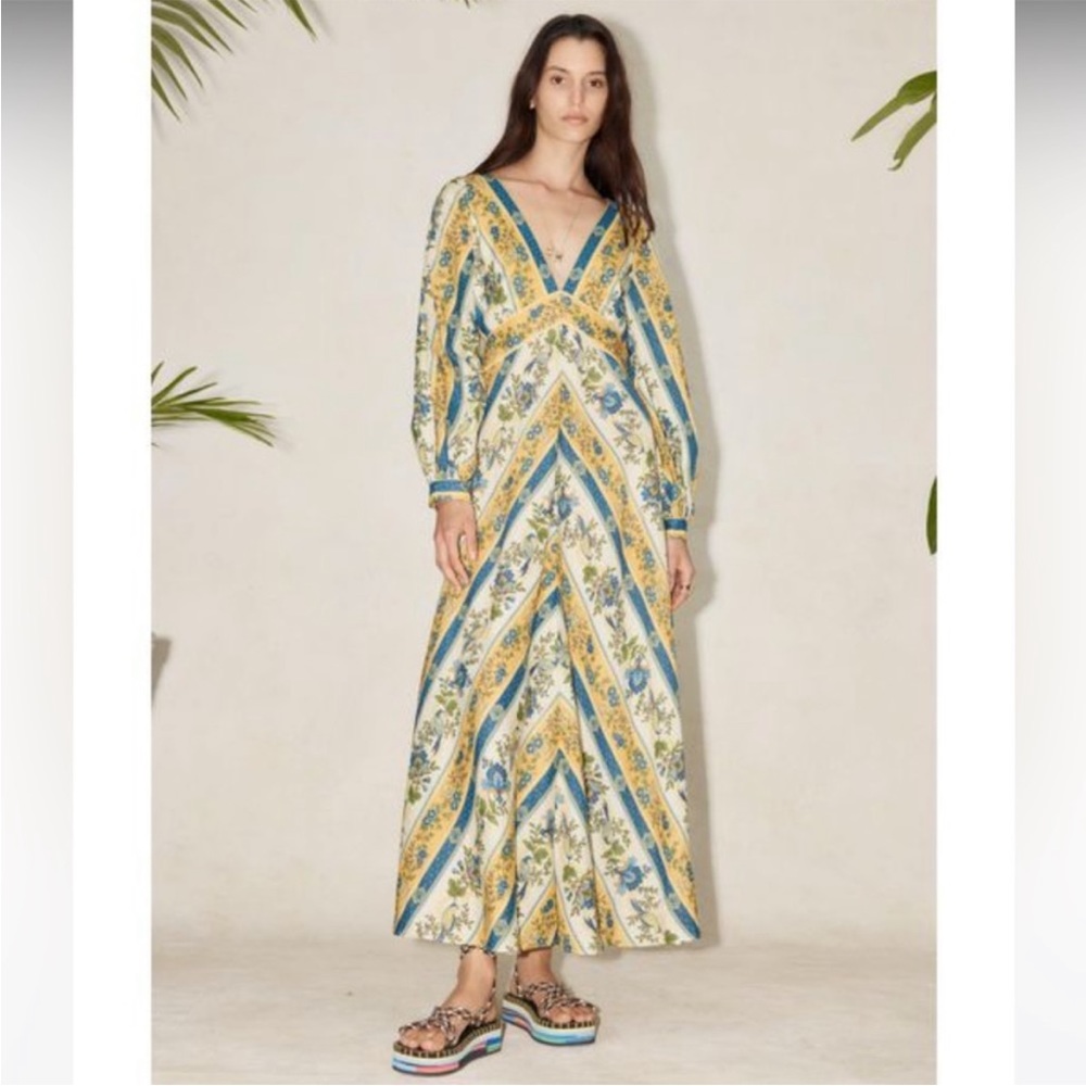 Alemais Quinn Midi Dress in Royal Multi SZ US 0 NWT